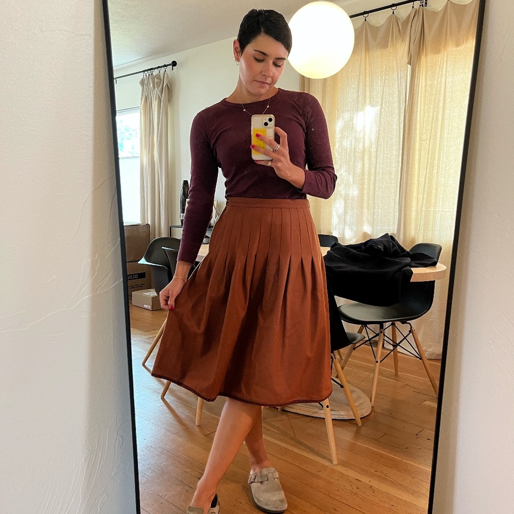 Poi by Krizia Warm Orange Wool Skirt